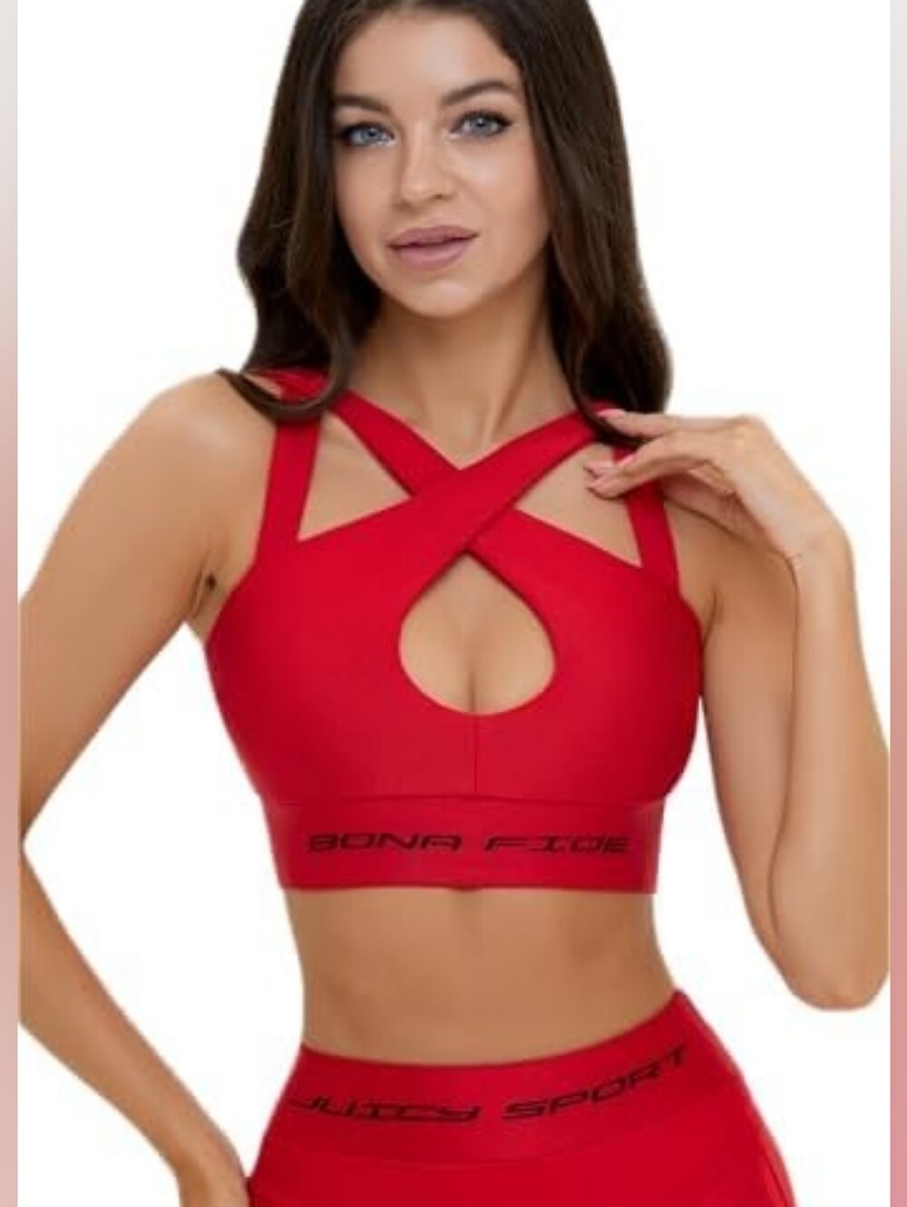 NWT Bona Vide Heart CrushTop Juicy Red Sports Bra with Crisscross Front - Size L
